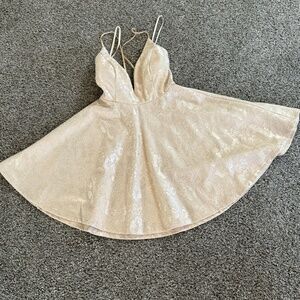 Ivory printed skater dress